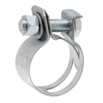 Abraçadeira para mangote, acessório metálico ajustável usado para fixar mangueiras e tubos em sistemas hidráulicos e automotivos, garantindo vedação segura.