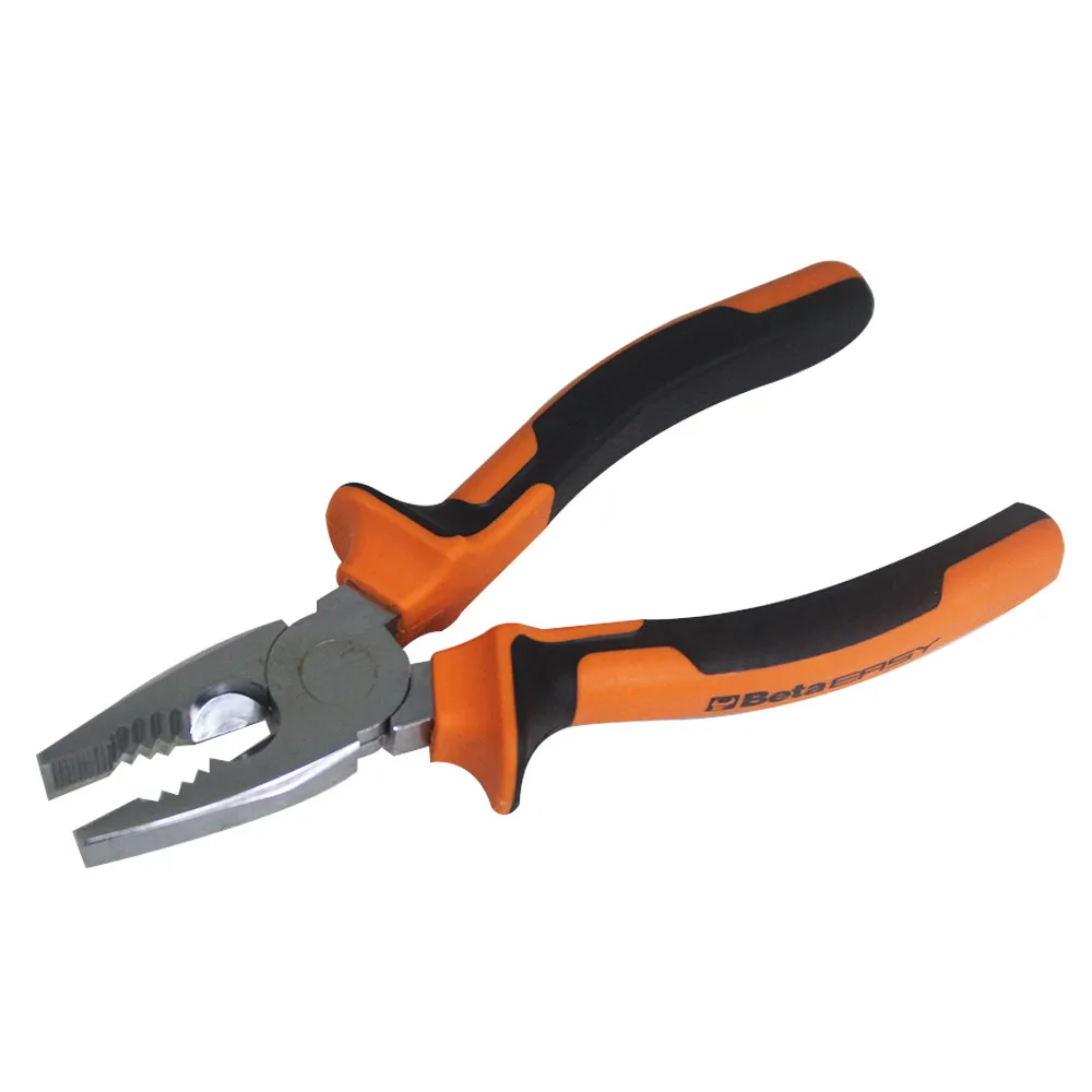 Alicate universal resistente, ferramenta manual versátil para cortar, apertar e segurar diversos tipos de materiais em reparos e trabalhos técnicos.