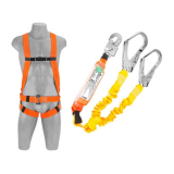 Cinto de segurança com talabarte para proteção contra quedas em trabalho em altura, garantindo segurança e conforto em atividades industriais e construção civil.