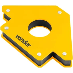 Esquadro magnético Vonder, ferramenta de fixação usada para posicionar peças metálicas em ângulos precisos durante soldagens e montagens industriais.