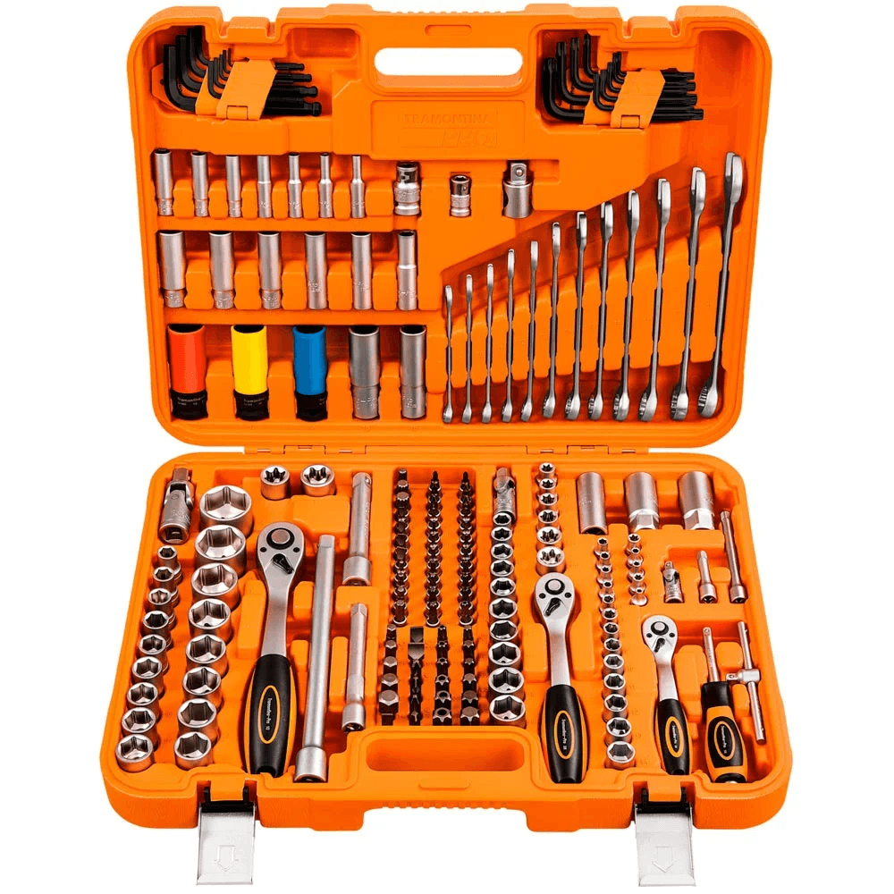 Jogo de ferramentas completo com chaves, alicates e acessórios – produtos ideais para manutenção, montagem e uso profissional