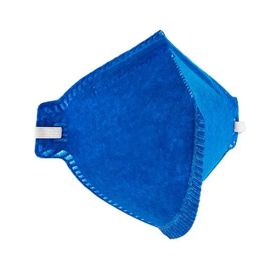 Máscara respiratória PFF2 descartável para segurança respiratória, filtrando partículas sólidas e líquidas, ideal para uso em ambientes industriais e de saúde.