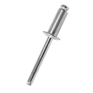 Rebite de repuxo em alumínio, fixador leve e resistente usado para unir chapas metálicas com alta precisão, ideal para trabalhos em indústrias leves e automotivas.