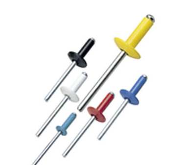 Rebites pop colorido para fixação com acabamento estético – ideal para superfícies aparentes em diversas cores