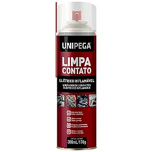Spray limpa contato eletrônico unipega, de rápida ação para limpeza e desoxidação de contatos elétricos, garantindo melhor desempenho e durabilidade dos equipamentos.